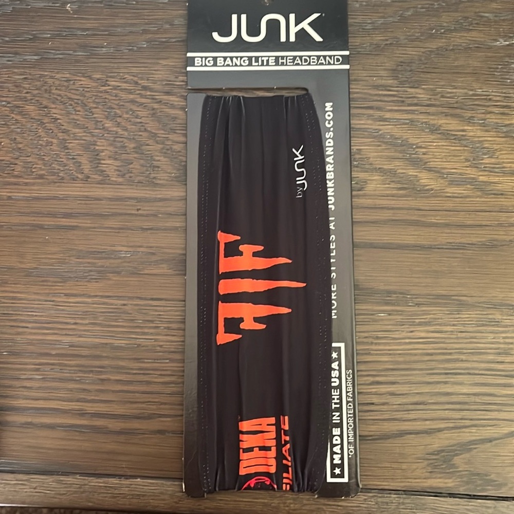 JUNK Brand headband. Black and orange
